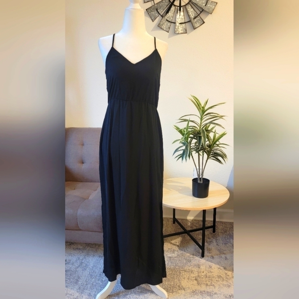 NWT H&M DIVIDED Women's Semi Sheer Black Holidays Maxi Slip Formal Dress Size 6.